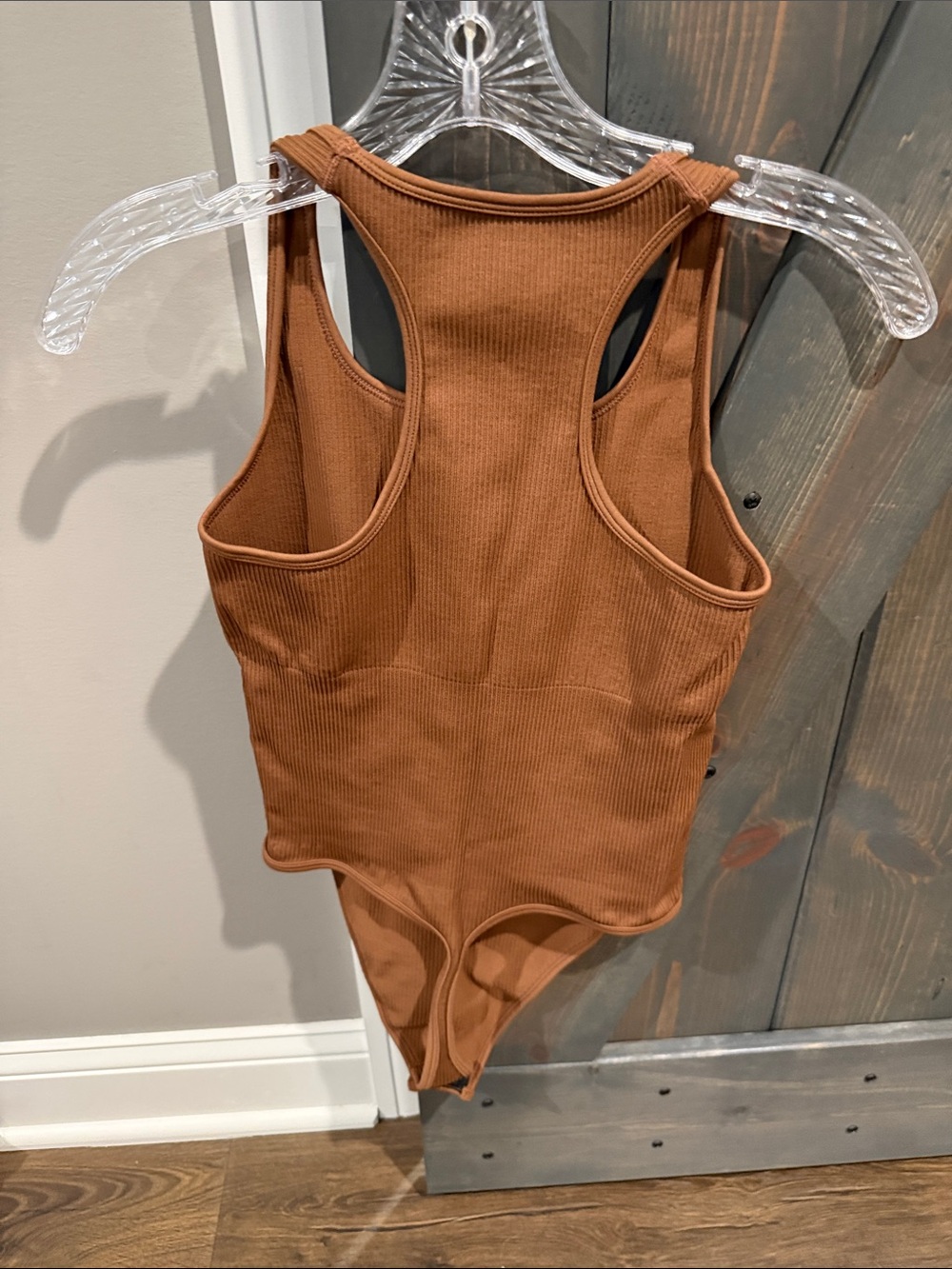 OQQ Ribbed Tank One-Piece - Rust Brown - Picture 2 of 2